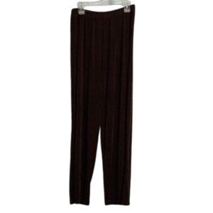 Citiknits PL L Petite Brown Slinky Travel Knit Pants Wide Leg